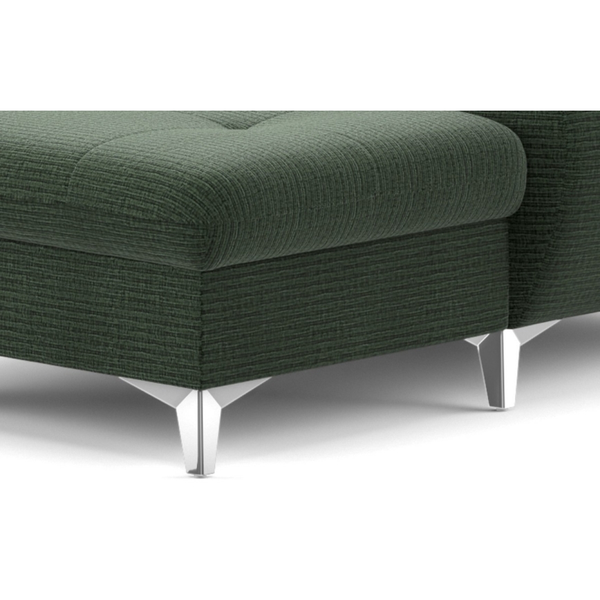 Kihajtható sarokkanapé tárolóhellyel U alakban CATANIA balos zöld