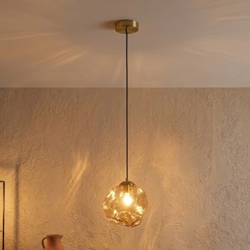 Zsinóros CRISTAL csillár 1xE14/15W/230V sárgaréz/füstös bézs