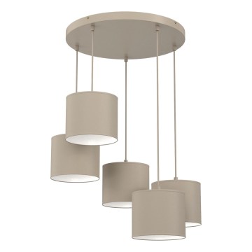 Zsinóros csillár ARDEN 5xE27/15W/230V, átm. 44 cm, bézs