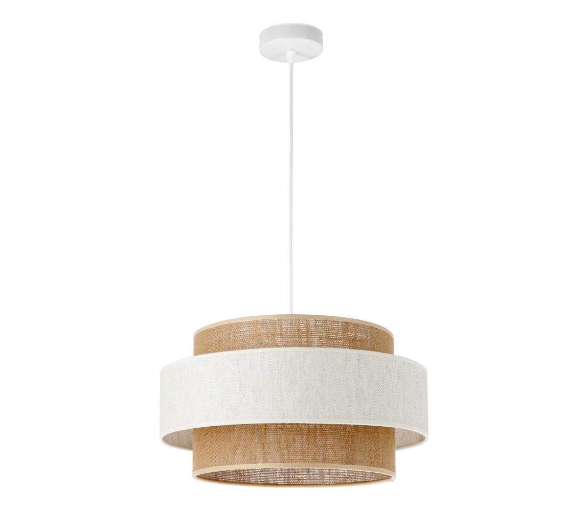 Zsinóros csillár BOHO 1xE27/60W/230V átm. 40 cm krémszínű/juta H0162