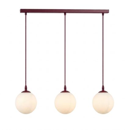 Zsinóros csillár COSMO 3xE14/10W/230V piros/fehér