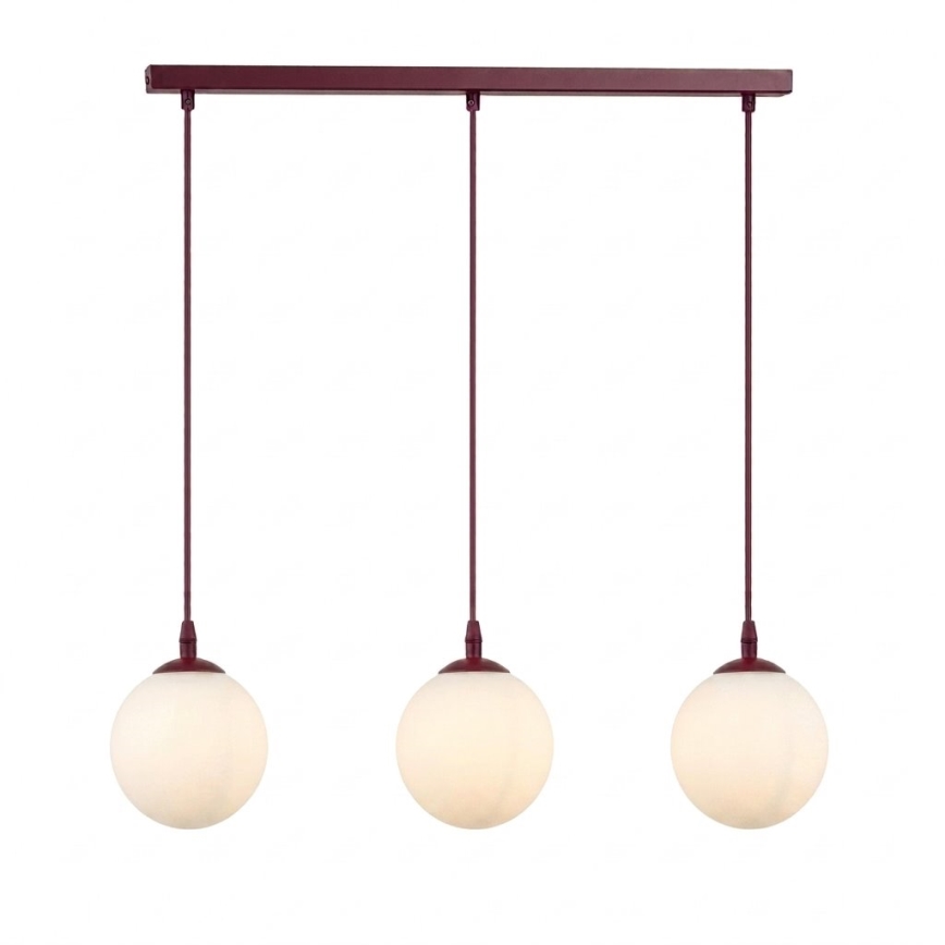 Zsinóros csillár COSMO 3xE14/10W/230V piros/fehér