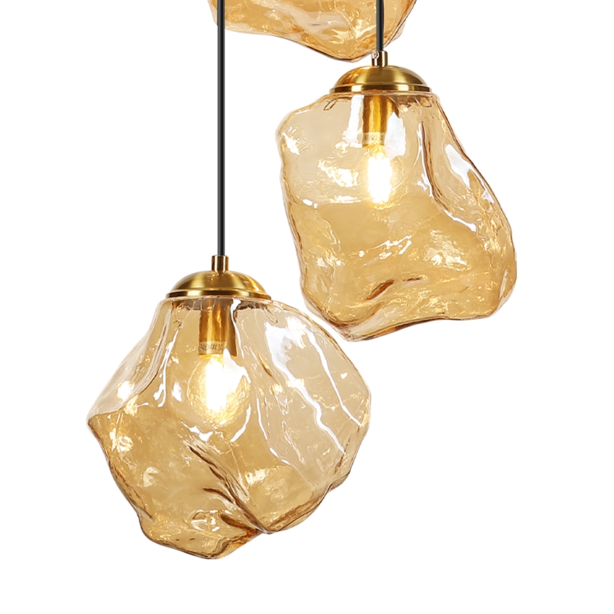 Zsinóros csillár CRISTAL 5xE14/15W/230V sárgaréz/füstös bézs