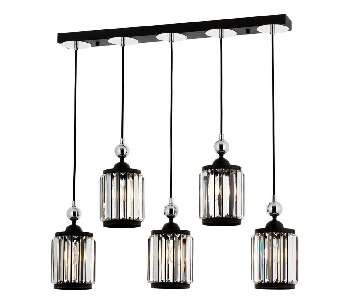 Zsinóros csillár CRYSTALLINE 5xE27/40W/230V fekete 301AUR1275