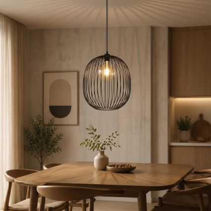 Zsinóros csillár DESTELLO 1xE27/15W/230V átm. 33 cm fekete