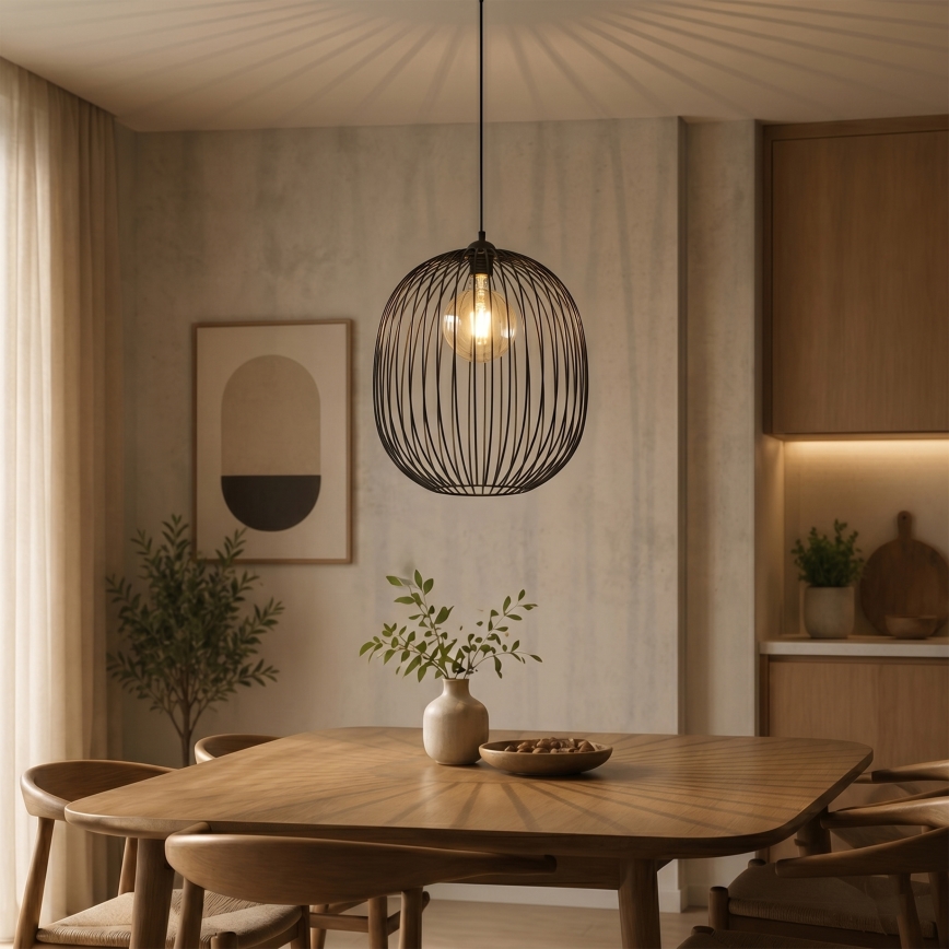 Zsinóros csillár DESTELLO 1xE27/15W/230V átm. 33 cm fekete