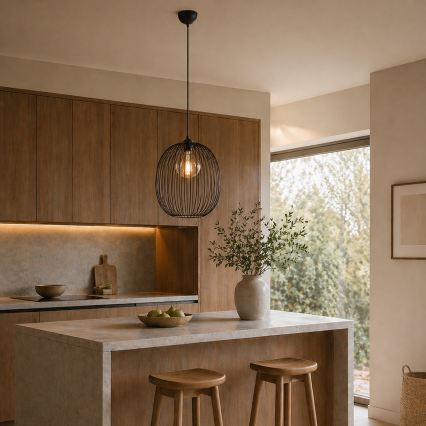 Zsinóros csillár DESTELLO 1xE27/15W/230V átm. 33 cm fekete