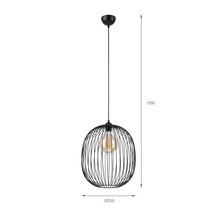 Zsinóros csillár DESTELLO 1xE27/15W/230V átm. 33 cm fekete
