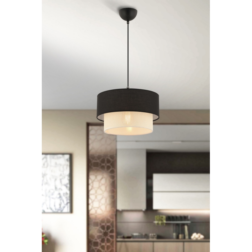 Zsinóros csillár ECHO 1xE27/60W/230V fekete/krémszínű