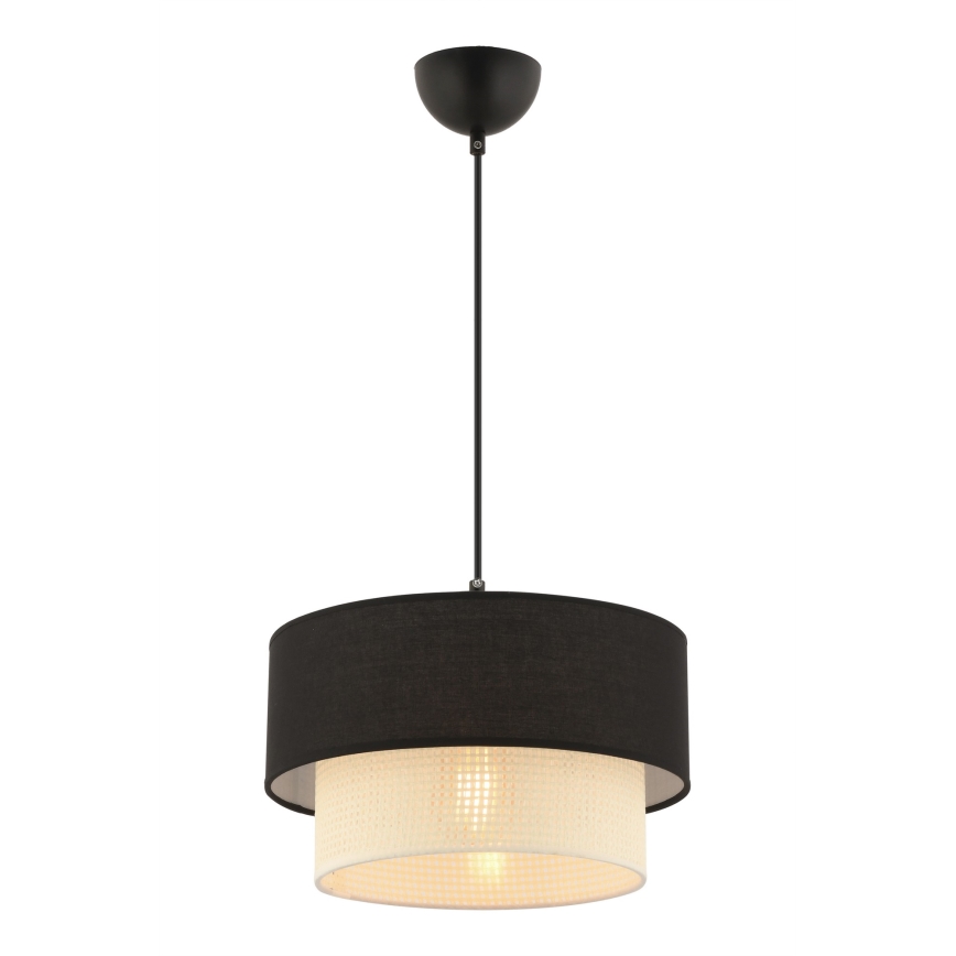 Zsinóros csillár ECHO 1xE27/60W/230V fekete/krémszínű