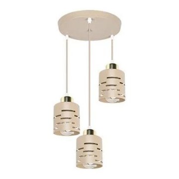 Zsinóros csillár ELEN 3xE27/35W/230V átm. 29 cm bézs/arany