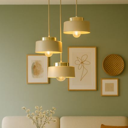 Zsinóros csillár IGNIA 3xE27/60W/230V bézs/arany