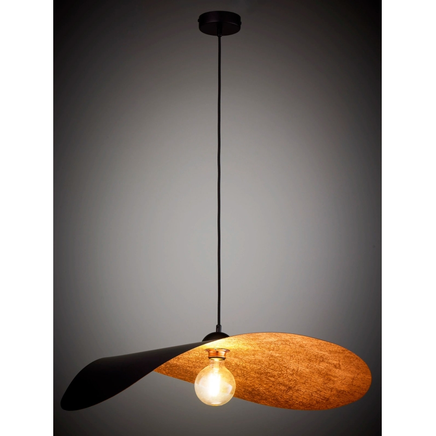 Zsinóros csillár LEAF 1xE27/15W/230V fekete/réz