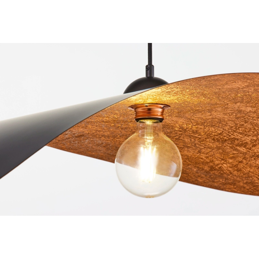 Zsinóros csillár LEAF 1xE27/15W/230V fekete/réz