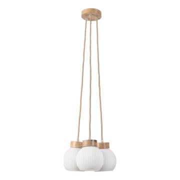 Zsinóros csillár LOOMIS 3xE27/15W/230V 83 cm bézs/tölgy