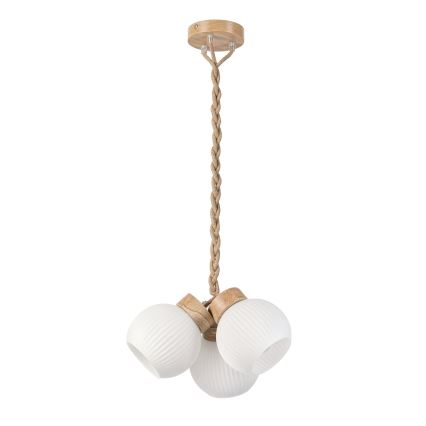 Zsinóros csillár LOOMIS 3xE27/15W/230V 83 cm bézs/tölgy