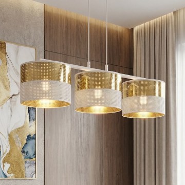 Zsinóros csillár LUX 3xE27/15W/230V fehér/arany
