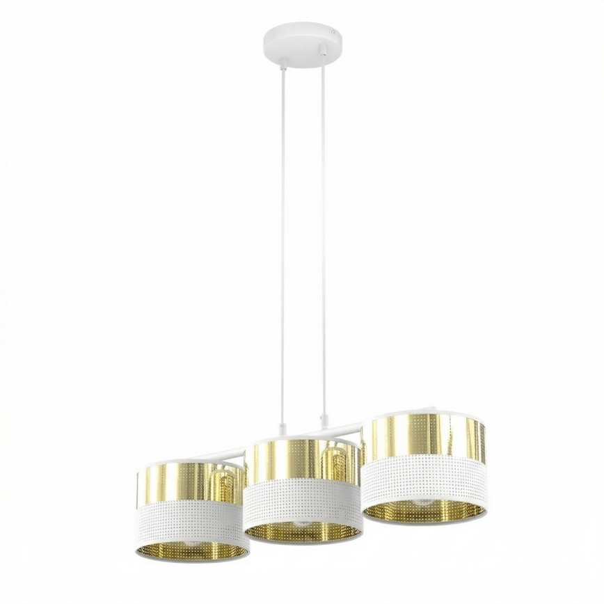 Zsinóros csillár LUX 3xE27/15W/230V fehér/arany