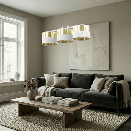 Zsinóros csillár LUX 3xE27/15W/230V fehér/arany