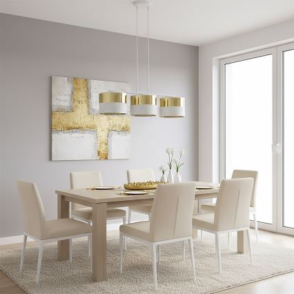 Zsinóros csillár LUX 3xE27/15W/230V fehér/arany