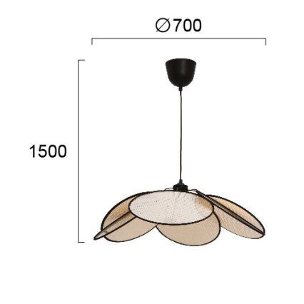 Zsinóros csillár MARGARET 1xE27/40W/230V fekete/bézs