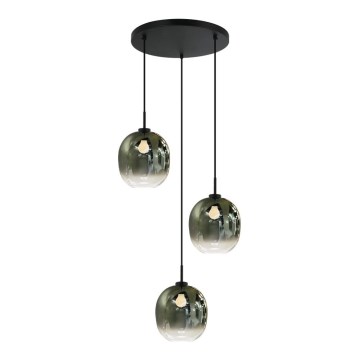 Zsinóros csillár MIRROR 3xE27/14W/230V füstzöld