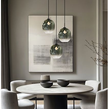 Zsinóros csillár MIRROR 3xE27/14W/230V füstzöld