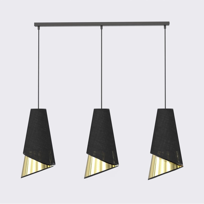 Zsinóros csillár MODA 3xE27/15W/230V fekete/arany