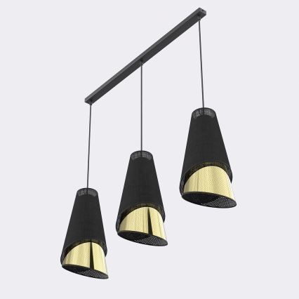 Zsinóros csillár MODA 3xE27/15W/230V fekete/arany
