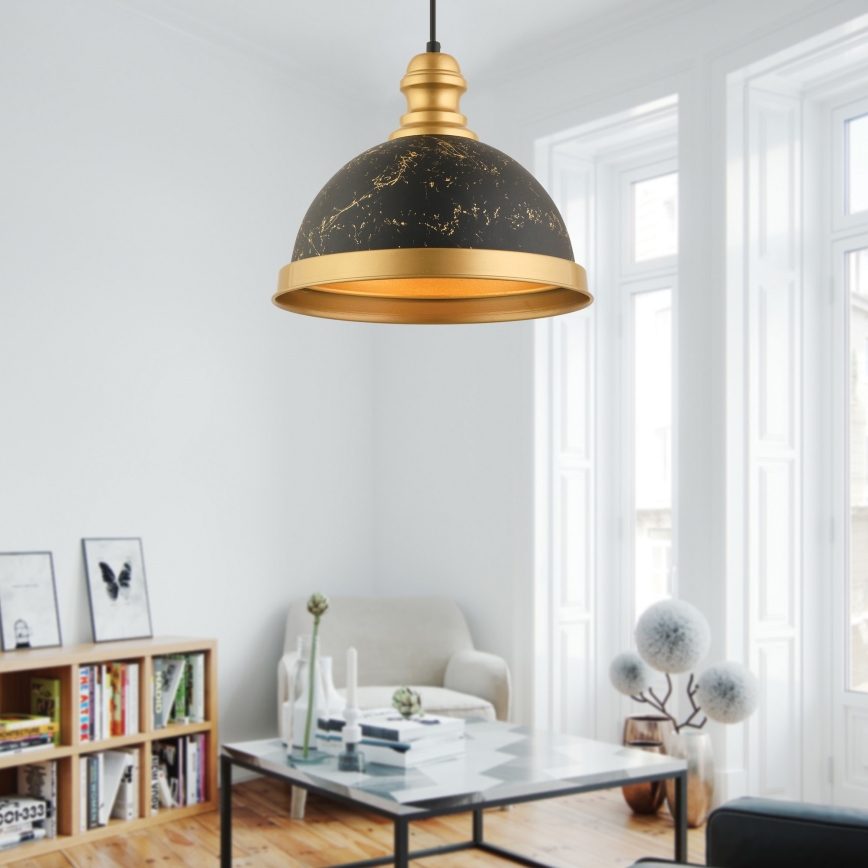 Zsinóros csillár MONZA 1xE27/40W/230V átmérő 29 cm fekete/bronz