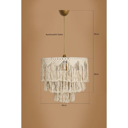 Zsinóros csillár RIMINI 1xE27/40W/230V krémszínű