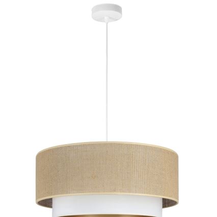 Zsinóros csillár SARTA 1xE27/60W/230V átm. 45 cm fehér/juta