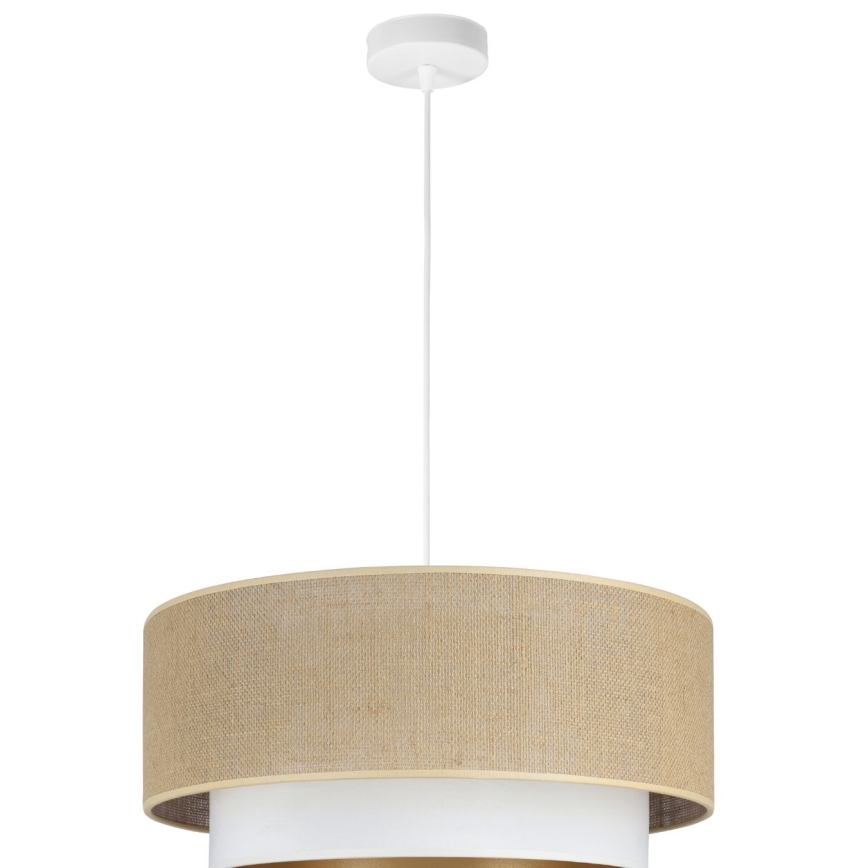 Zsinóros csillár SARTA 1xE27/60W/230V átm. 45 cm fehér/juta