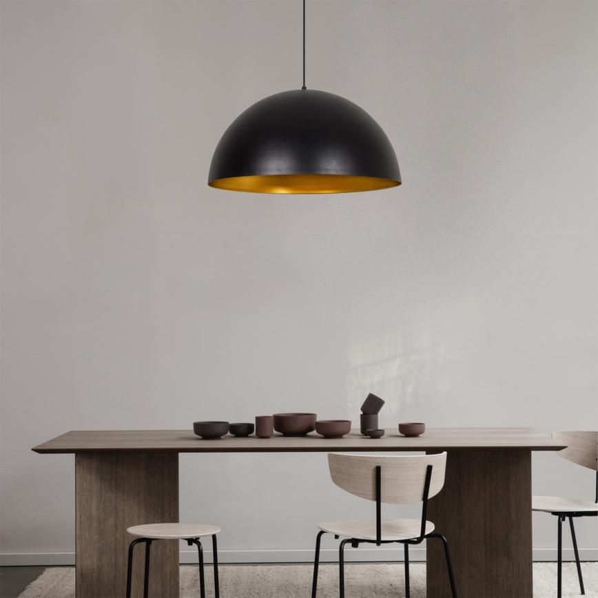 Zsinóros csillár SIVANI 1xE27/40W/230V átm. 60 cm fekete/rézszínű