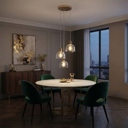 Zsinóros csillár VIVE 3xE27/15W/230V arany