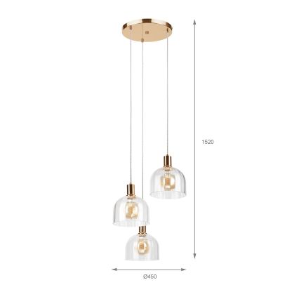 Zsinóros csillár VIVE 3xE27/15W/230V arany