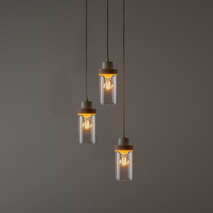 Zsinóros csillár WOODNEST 3xE27/15W/230V fenyő/krém
