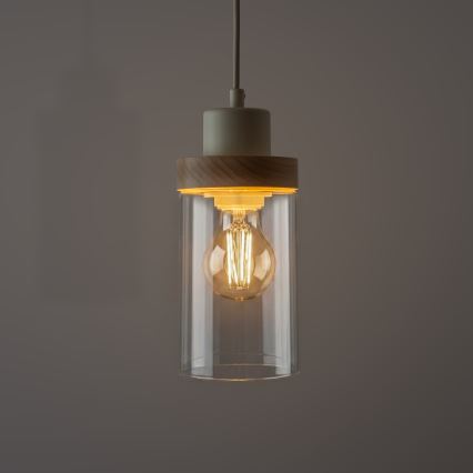 Zsinóros csillár WOODNEST 3xE27/15W/230V fenyő/krém