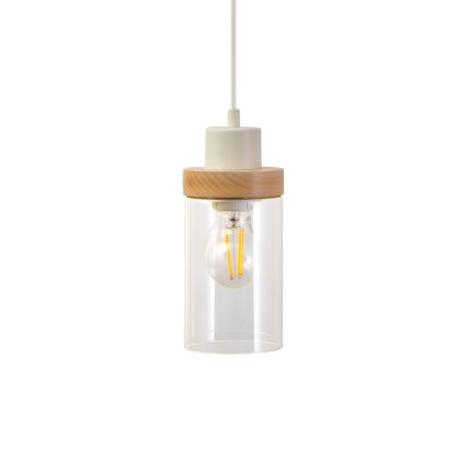 Zsinóros csillár WOODNEST 3xE27/15W/230V fenyő/krémszínű