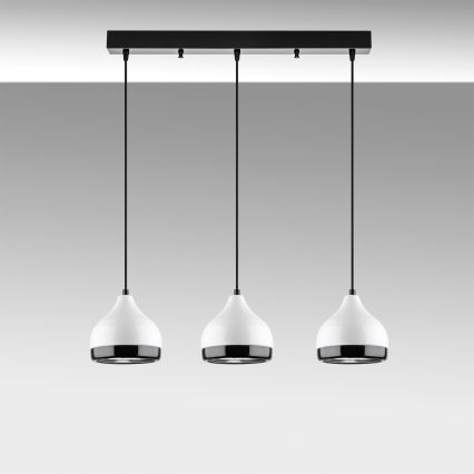 Zsinóros csillár YILDO 3xE27/40W/230V fehér/fekete