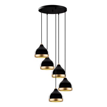 Zsinóros csillár YILDO 5xE27/40W/230V fekete/arany