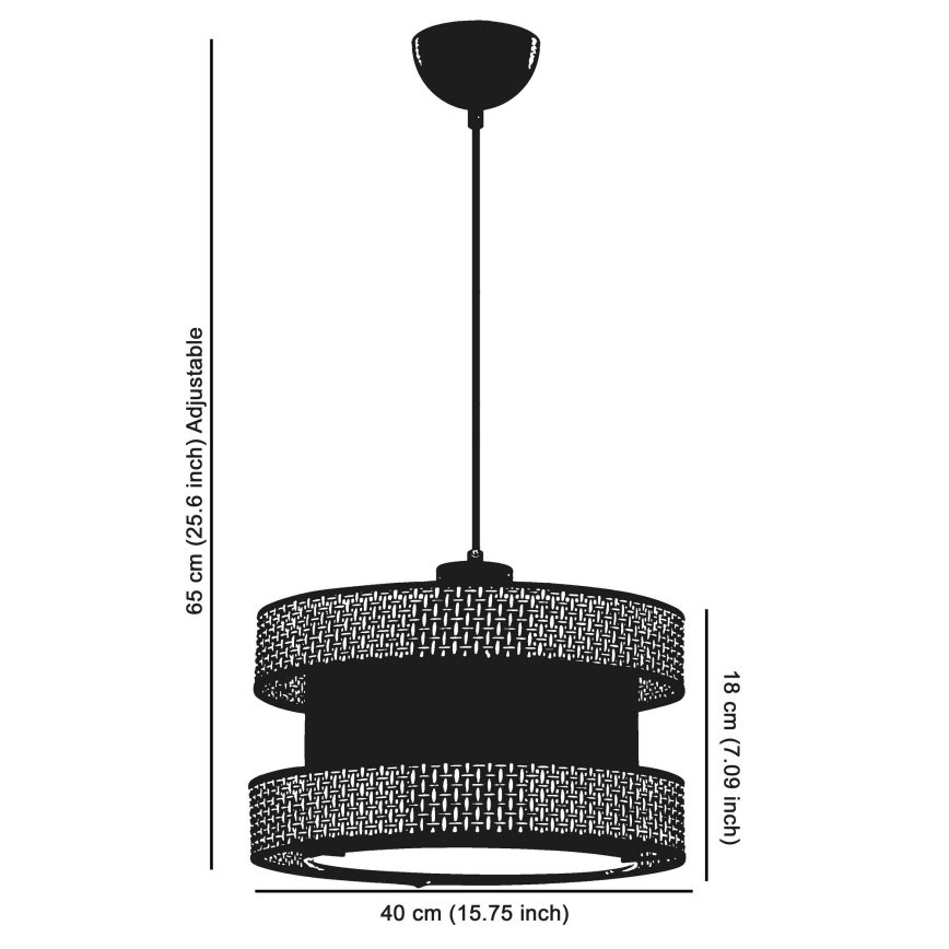 Zsinóros függeszték HALO 1xE27/60W/230V fekete/krémszínű