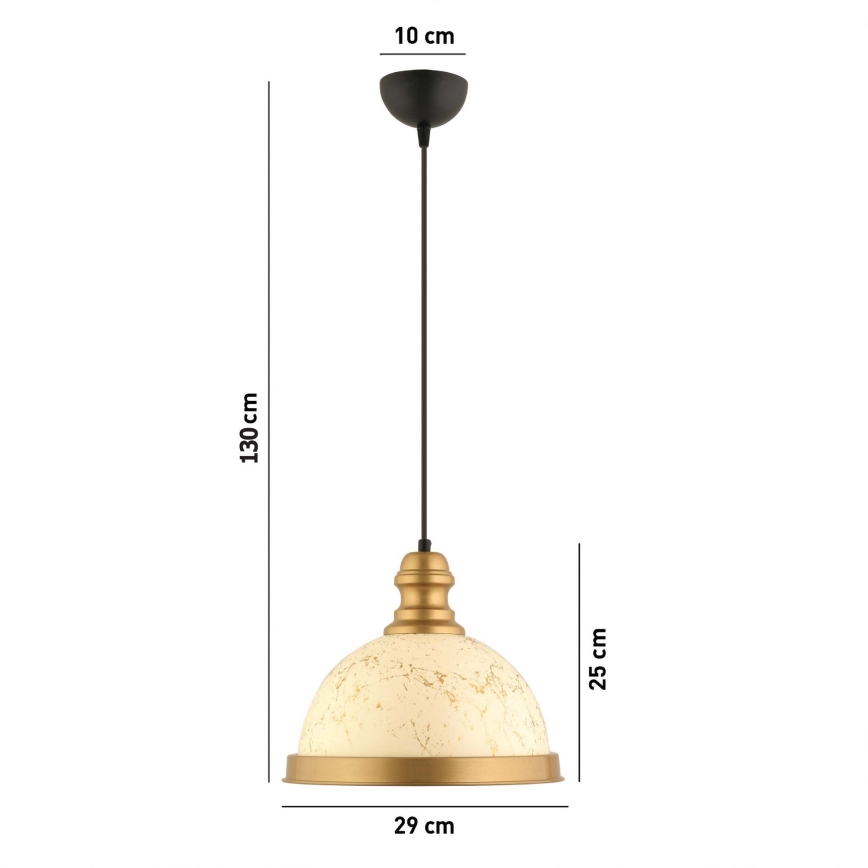 Zsinóros függeszték MONZA 1xE27/40W/230V, átm. 29 cm, krémszínű/bronzszínű