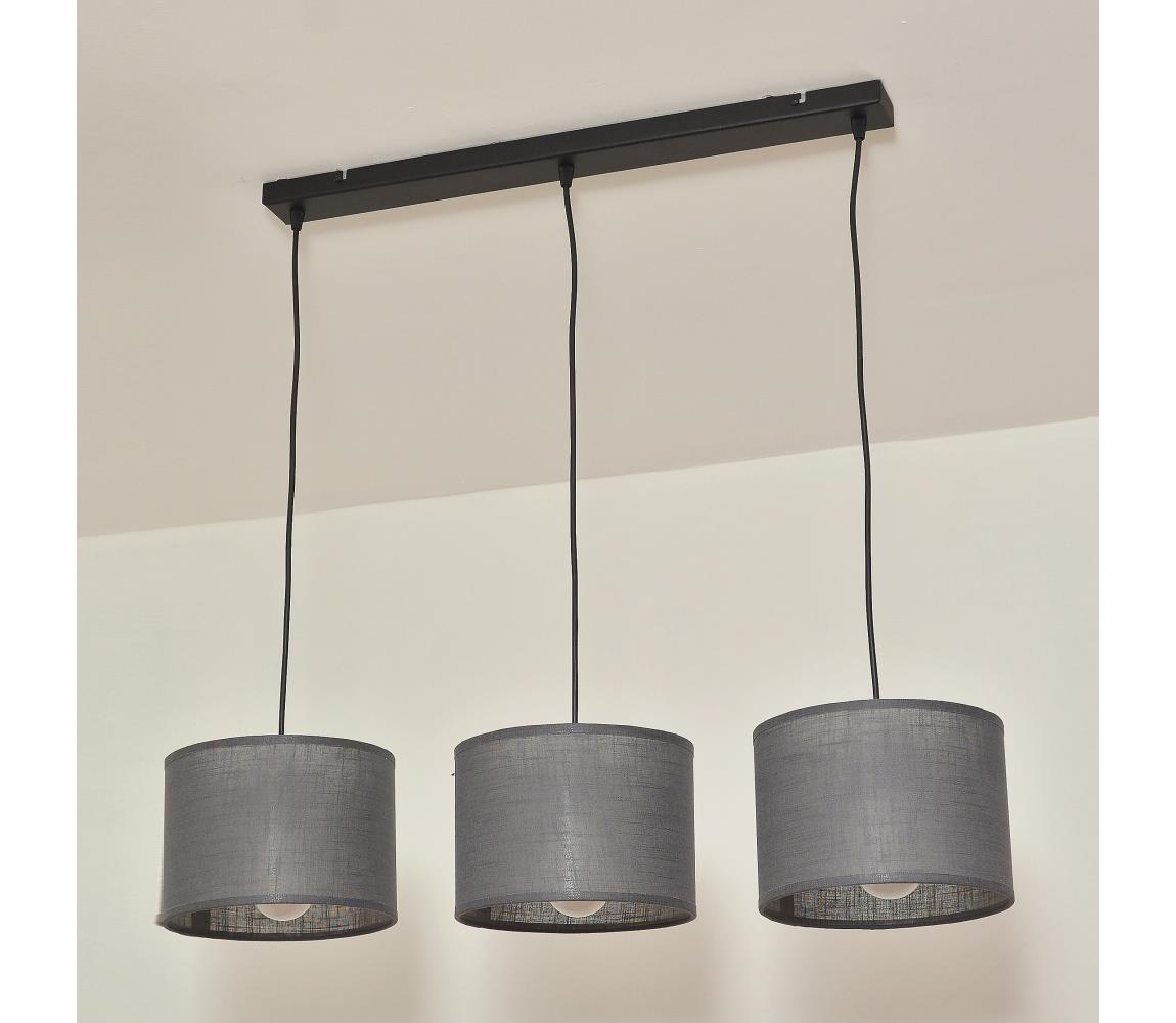 Zsinóros függőlámpa ALBA 3xE27/15W/230V szürke W