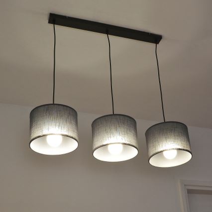 Zsinóros függőlámpa ALBA 3xE27/15W/230V szürke