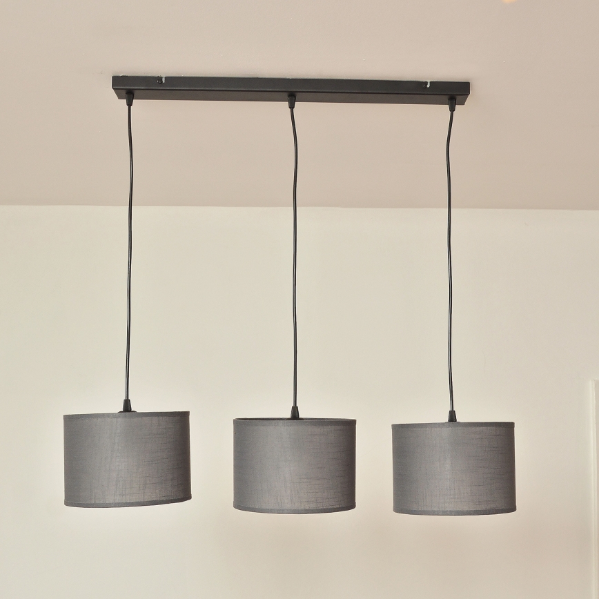 Zsinóros függőlámpa ALBA 3xE27/15W/230V szürke