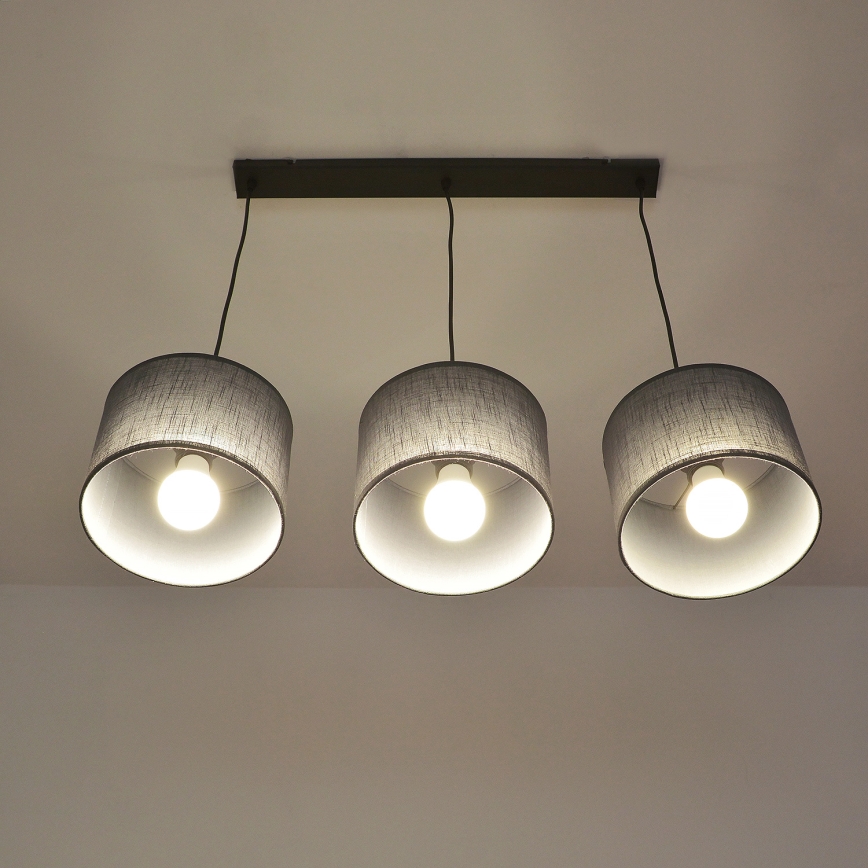 Zsinóros függőlámpa ALBA 3xE27/15W/230V szürke