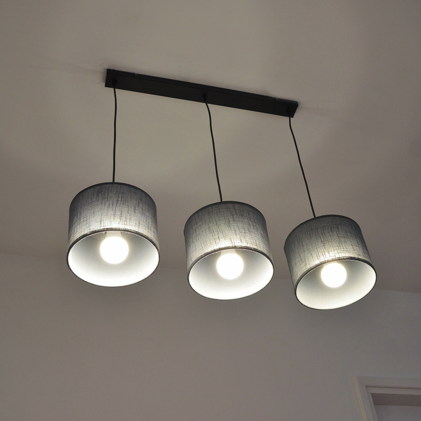 Zsinóros függőlámpa ALBA 3xE27/15W/230V szürke
