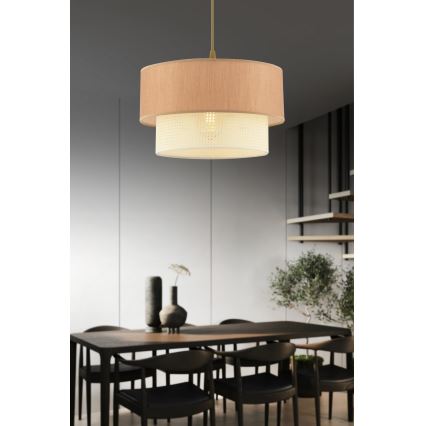 Zsinóros függőlámpa ECHO 1xE27/60W/230V barna/krém