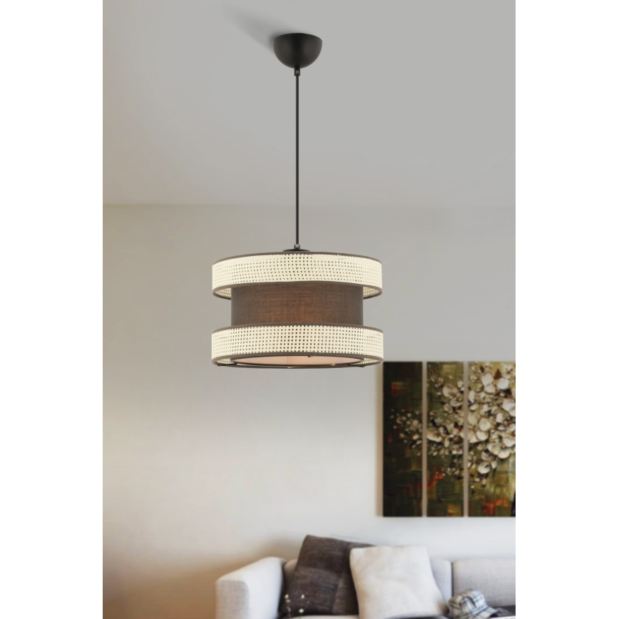 Zsinóros függőlámpa HALO 1xE27/60W/230V barna/krémszínű